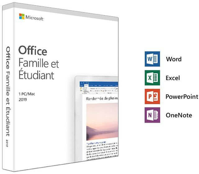 Microsoft Office Famille Et Étudiant 2019 - Word - Excel - Powerpoint - Onenote Licence À Vie