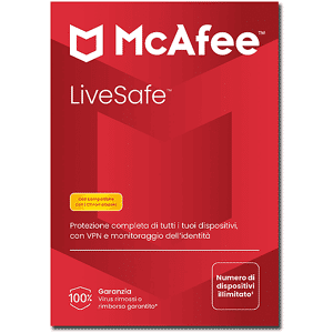 McAfee Livesafe - Software PC, Tablet, Smartphone – Abbonamento 1 anno