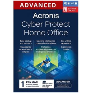 Acronis Cyber Protect Home Office Advanced 1 Dispositivo 1 Anno Windows / MacOS / Android / iOS 50 GB