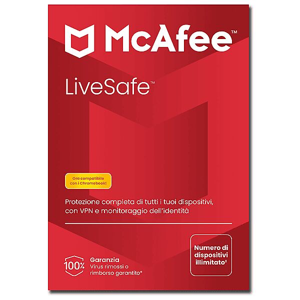 mcafee livesafe - software pc, tablet, smartphone – abbonamento 1 anno