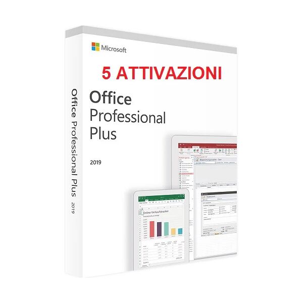 microsoft office 2019 pro plus licenza per 5 postazioni attivazione online 32/64 bit key esd