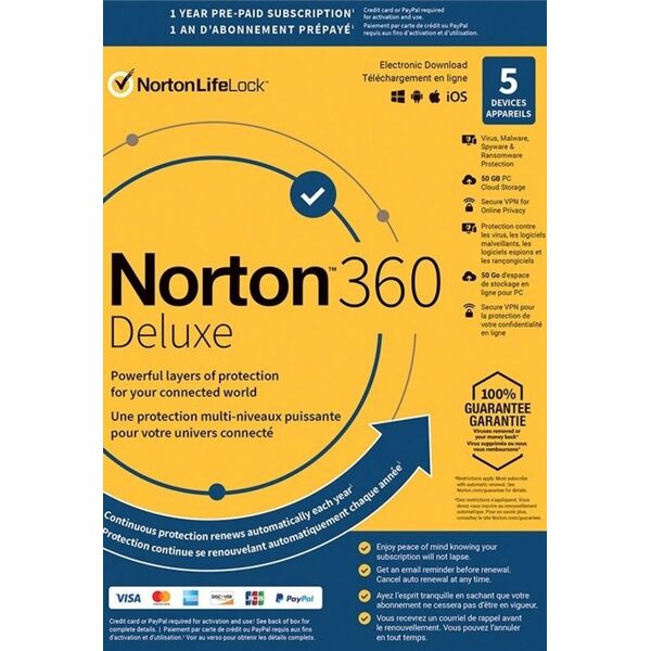 norton 360 deluxe 50gb pc mac 5 dispositivi 1 anno