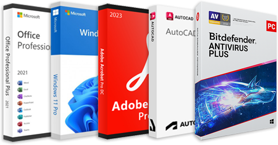 PACCHETTO PLATINUM Windows 11, Office 2021, Bitdefender 2023, Autocad 2024, Adobe Acrobat Pro Dc 2023