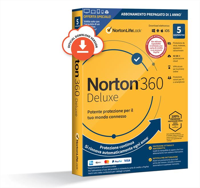 Symantec 360 Deluxe 2021 Antivirus 5 Dispositivi