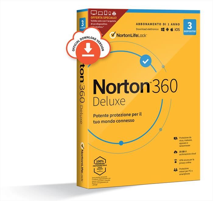 Symantec 360 Deluxe 2021 Antivirus 3 Dispositivi