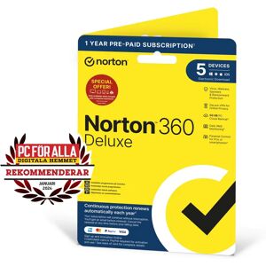 Symantec Norton 360 Deluxe 50GB allt-i-ett skydd för 5 enheter