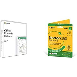 Microsoft Office Home and Business 2019 with Norton 360 Standard 2020 1 Device 1 Year Includes Secure VPN and Password Manager Activation Code by Post