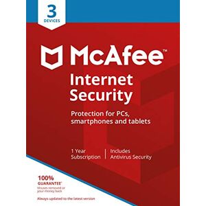 McAfee Internet Security - 3 Devices 1 Year PC/Mac/Android/Smartphones Activation code by post