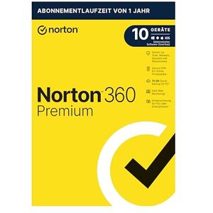 Symantec Norton 360 Premium 2021 10 Geräte Antivirus Unlimited Secure VPN & Passwort-Manager 1 Jahr PC/Mac/Android/iOS Aktivierungscode in Originalverpackung