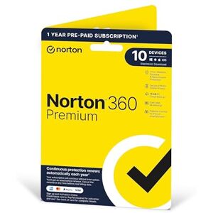 Symantec Norton 360 Premium 2024, Antivirus software for 10 Devices and 1-year subscription with automatic renewal, Includes Secure VPN and Password Manager, PC/Mac/iOS/Android, Activation Code by Post