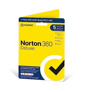 Symantec Norton 360 Deluxe 2024, Antivirus software for 5 Devices and 1-year subscription with automatic renewal, Includes Secure VPN and Password Manager, PC/Mac/iOS/Android, Activation Code by Post