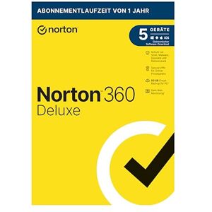 Symantec Norton 360 Deluxe 2021 5 Devices Antivirus Unlimited Secure VPN & Password Manager 1 Year PC/Mac/Android/iOS Activation Code in Original Packaging