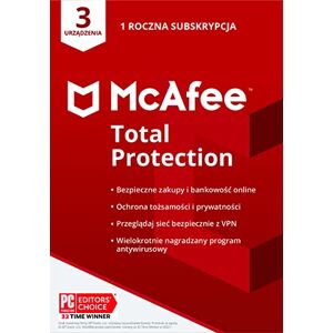 McAfee Total Protection 2021 3 devices 1 year Antivirus Software, Virus Protection Program, Password Manager, Mobile Security, Multi Devices PC / Mac / Android / iOS European Edition By post