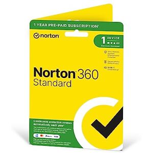 Symantec Norton 360 Standard 2024, Antivirus software for 1 Device and 1-year subscription with automatic renewal, Includes Secure VPN and Password Manager, PC/Mac/iOS/Android, Activation Code by Post