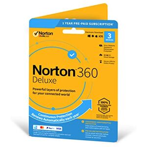 Symantec Norton 360 Deluxe 2023, Antivirus software for 3 Devices and 1-year subscription with automatic renewal, Includes Secure VPN and Password Manager, PC/Mac/iOS/Android, Activation Code by Post