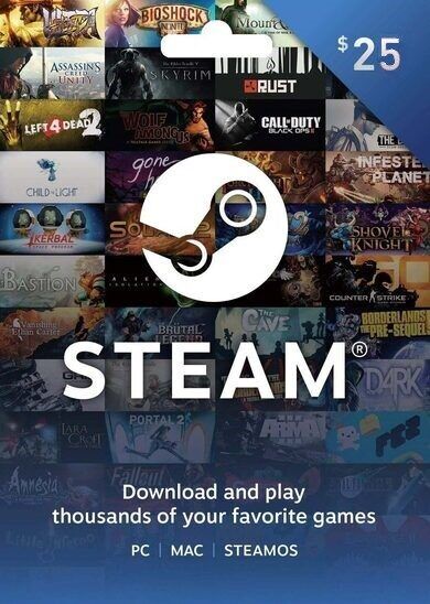 Valve Steam Wallet Gift Card 25 USD Steam Key UNITED STATES