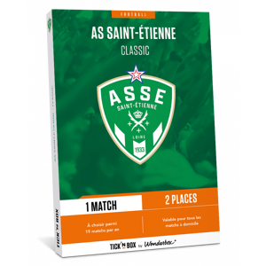 Billets match de l’ASSE – Coffret cadeau Tick’nBox – 2 à 3 places pour un match en Tribune Henri Point. Tick’nBox est revendeur officiel de l’ASSE. Publicité