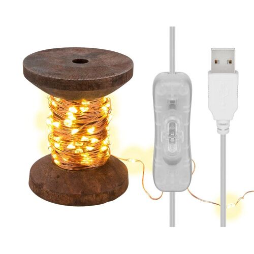 Goobay LED-lichtketting"spoel", klein - met USB-kabel 3 m, lichtketting 10 m met 100 micro-LED's in