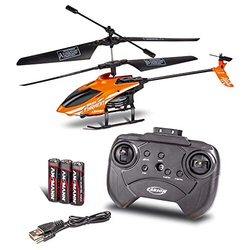 Carson 500507155 Nano Tyrann 230 Gyro IR 2CH, 100% klaar voor gebruik, op afstand bestuurde helikopter, RC helikopter, incl. batterijen en afstandsbediening, oranje, zwart, wit