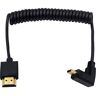 Duttek Micro HDMI naar standaard HDMI-kabel, Micro HDMI naar HDMI opgerolde kabel, extreme slanke UP Hoekige Micro HDMI Male naar HDMI Male opgerolde kabel voor 1080P, 4K, Ultra HD, 3D (1.2M/4FT)