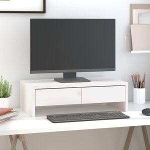 vidaXL Soporte de monitor madera maciza de pino blanco 50x27x15 cm