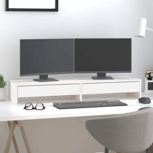 vidaXL Soporte de monitor madera maciza de pino blanco 100x27x15 cm