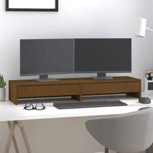 vidaXL Soporte de monitor madera maciza pino marrón miel 100x27x15 cm