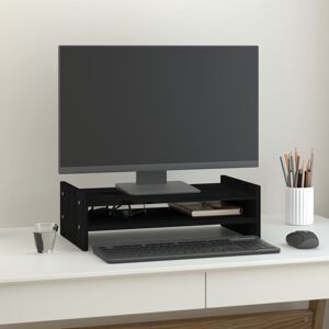 vidaXL Soporte para monitor madera maciza de pino negro 50x27x15 cm