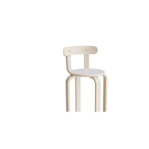Form o Miljö Taburet Oscar med ryglæn, 520 mm, sæde i lys grå laminat, stel i hvidpigmenteret birkefinér