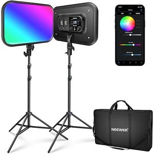 NEEWER 2 Pack RGB168 18.3 Inch LED Panel Video Light Kit