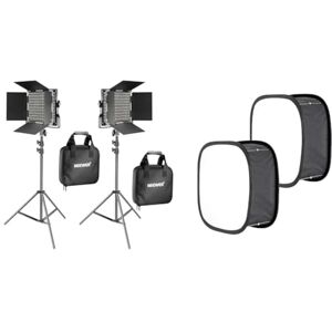 NEEWER 2 Pieces Bi-color 660 LED Video Light and Stand Kit Includes:(2)3200-5600K & 2 Packs LED Light Panel Softbox for 660 LED Panel: 9.25x9.25 inches Opening, Foldable Light Diffuser