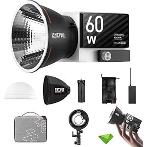 Zhiyun Molus G60 Combo 60W LED Video Light CCT 2700K~6500K, CRI≥96 TLCI≥97 ZY Mount Manual and App Control Continuous Lighting w/Bowens Mount Adapter for Studio Video, YouTube, Vlog, Live Stream, etc