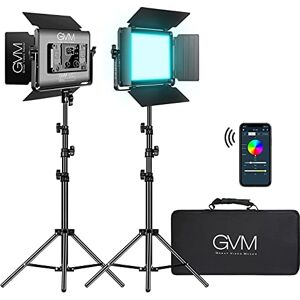 GVM Great Video Maker GVM RGB LED Video Light with APP Control, 60W 880RS Photography Shooting Studio Lighting Kit with Stands, CRI97 Dimmable Led Panel Light, 8 Applicable Scenes, 2-Packs