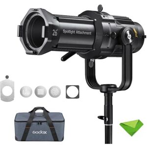 Godox VSA-26K 26° Spotlight Attachment for Bowens Mount LED Light Monolight with GOBO Set Projection Lens Modifier for Bowens Mount Studio Strobe Monolight Flash and LED Continuous Lights