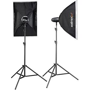 Walimex pro Newcomer 100 Set Double - 100 Ws Flash Power, Radio Trigger 2.4 GHz, LED Adjustment Light, Flash Duration 1/800-1/1200s, Bowens/walimex Pro Connection, Ideal for Small Studios