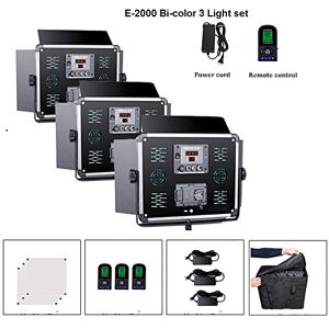 YIDOBLO 3 Packs Professional Bi-color Dimmable E-2000 LED Video Light for Studio,YouTube,Product Photography,Video Shooting,Durable Metal Frame,with U Bracket and Barndoor,3200-5600K,CRI 96+