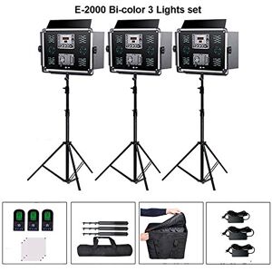 YIDOBLO 3 Packs Dimmable Bi-color E-2000 LED Video Light and Stand Lighting Kit Includes: 3200-5600K CRI 96+ LED Panel with U Bracket, Stand for YouTube Studio Photography, Video Shooting