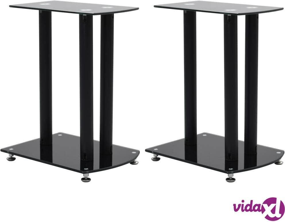 vidaXL Aluminum Speaker Stands 2 pcs Black Safety Glass