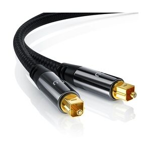 Primewire Optisches-Kabel, S/PDIF, Toslink, Lichtwellenleiter mit Metallstecker & Nylonmantel, Audiokabel - 2m