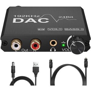NÖRDIC DAC digital til analog konverter 192 kHz digital Toslink og Coaxial til analog L / R og 3,5 mm stereo med BASS og volumenkontrol
