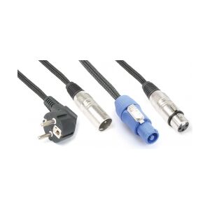 CX08-20 Lys Kombi Kabel Schuko - XLR M / Powerconnector A - XLR F 20m TILBUD NU