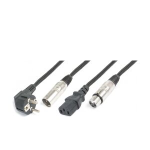 CX10-10 Lys Kombi Kabel Schuko - XLR M / IEC F - XLR F 10m TILBUD NU