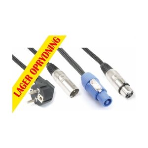 CX08-15 Lys Combi Kabel Schuko - XLR M / Powerconnector A - XLR F 15m TILBUD NU