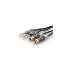 Sommer Cable HBA-62C2-0030 Jack / Phono Audio Tilslutningskabel [2x Jackstik 6.3 mm (mono) - 2x Cinch-stik] 0.30 m Sort