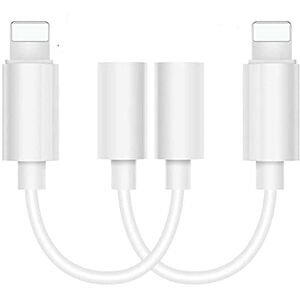 KnuKonceptz Lot de 2 adaptateurs pour écouteurs i-Phone Lightn-ing to Jack 3,5 mm Adaptateur Casque pour i-Phone Aux Audio Câble Jack Accessoires Kompatibel mit i-Phone 14/13/12/11/Xs/XR/X/8/7 - Publicité