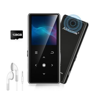 AiMoonsa Lecteur MP3 128 Go avec Bluetooth 5.2,  Lecteur de Musique  avec Haut-Parleur HD intégré, Radio FM, enregistreur Vocal, Son HiFi, Fonction E-Book, écouteurs Inclus - Publicité