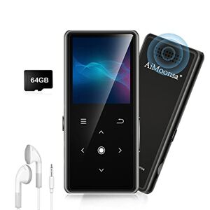 AiMoonsa Lecteur MP3 64 Go avec Bluetooth 5.2, Lecteur de Musique  avec Haut-Parleur HD intégré, Radio FM, enregistreur Vocal, Son HiFi, Fonction E-Book, écouteurs Inclus - Publicité