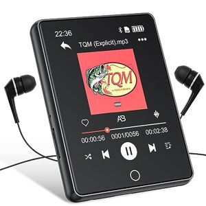Oilsky Lecteur MP3 Bluetooth 5.0, 64Go Lecteur de Musique MP3, 2.8" Tactile Baladeur Numérique avec Haut-Parleur HD Intégré, MP3 Lecteur de Sport Portable avec Radio FM, E-Book, écouteurs Inclus (Noir) - Publicité