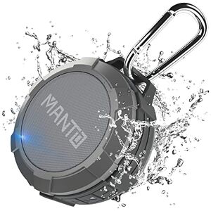 Manto Haut-Parleur Bluetooth Portable Extérieur, Mini Haut-Parleur Bluetooth Étanche et Dustproof Microphone Intégré IPX5 sans Fil 12H d'Autonomie pour Piscine, Plage, Camping, Randonnée Dehors -Gris - Publicité