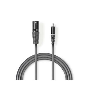 Nedis Câble Audio Xlr Xlr Mâle à 3 Broches - Rca Mâle 3,0 M Gris Usage Non Intensif Nedis